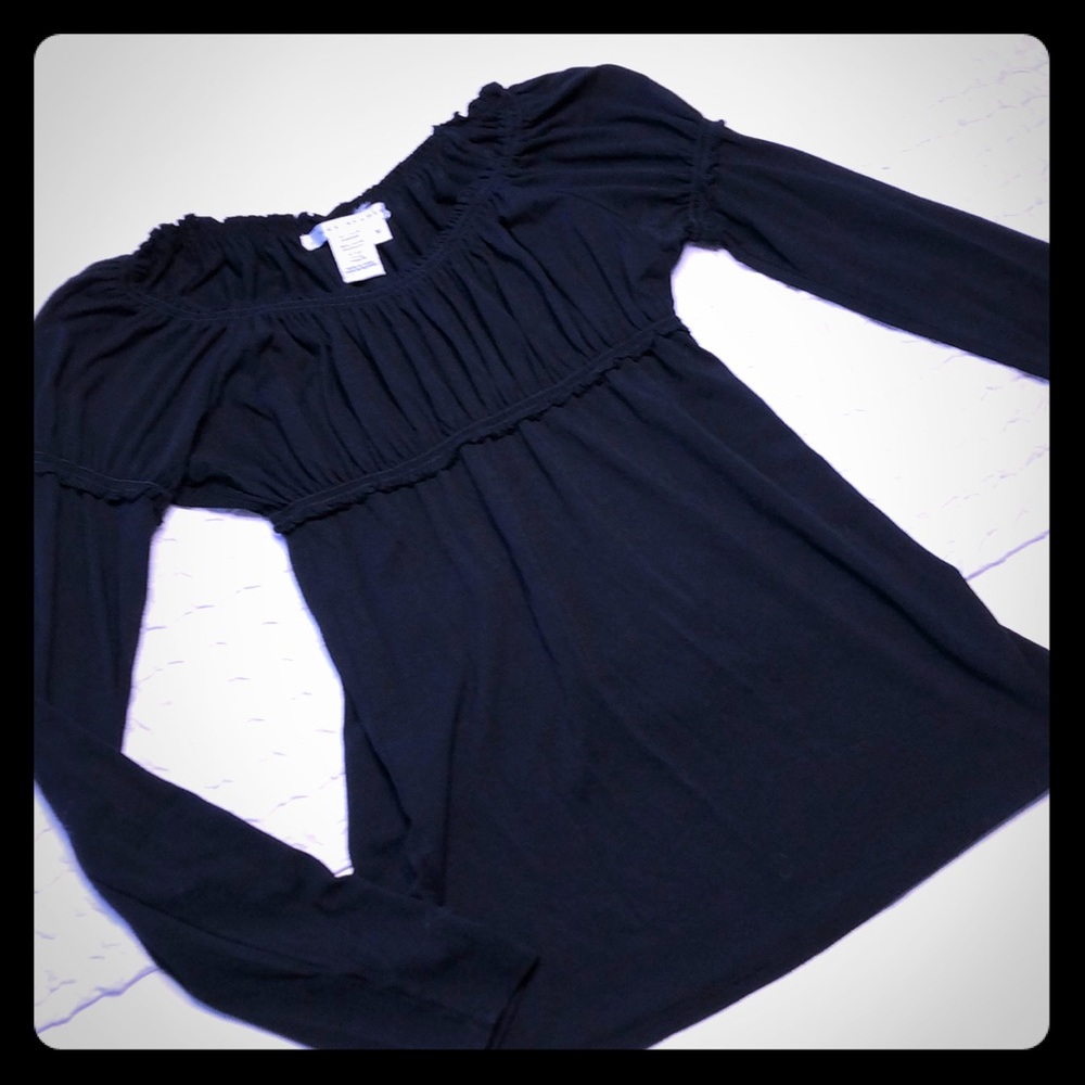 Black mid-weight long sleeve dressy top. Medium